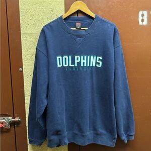 Vintage Y2K Nike Center Swoosh Mens Blue Dolphins Football NFL Sweatshirt Size L